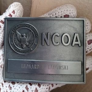 NCOA Belt Buckle Non Commissioned Officers Association Eagle Metal